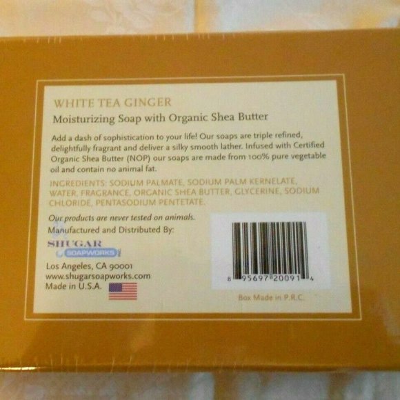 NATURES PARTNERS WHITE TEA GINGER MOISTURIZING SOAP SHEA BUTTER 3 X 6 OZ EA USA - Picture 3 of 3